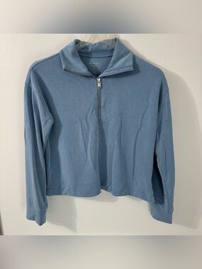 Athleta Dusty Blue Half-Zip Casual Travel Athleisure Pullover Sweater